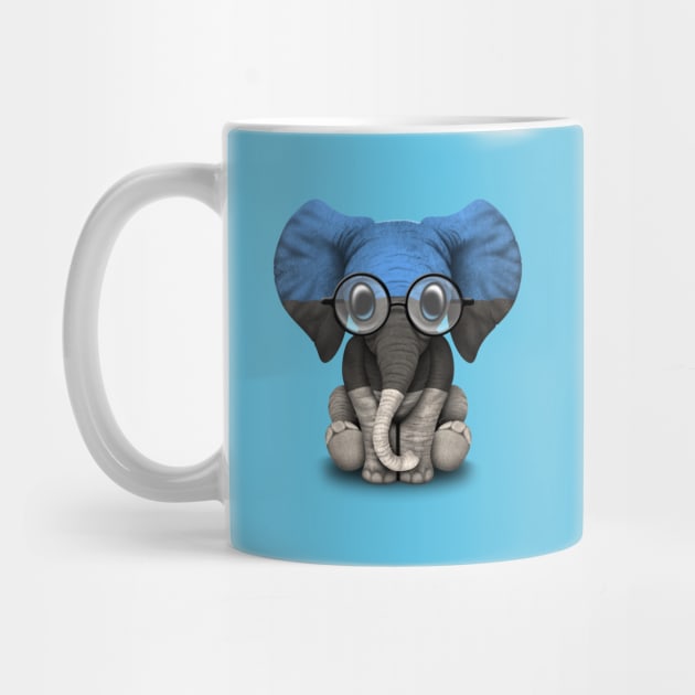Baby Elephant with Glasses and Estonian Flag by jeffbartels